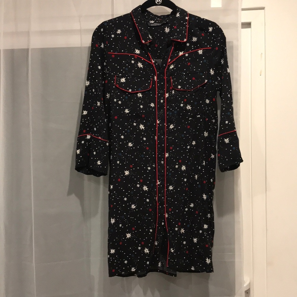 ZARA premium woman’s black star print shirt dress